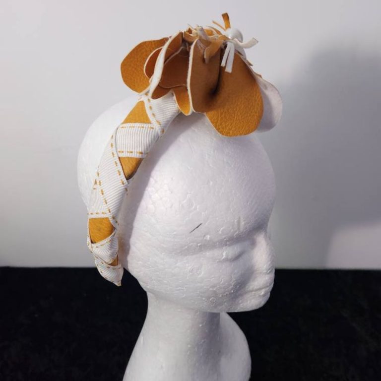 Neutral Fascinators: Styling a White and Tan Leather Flower Headband