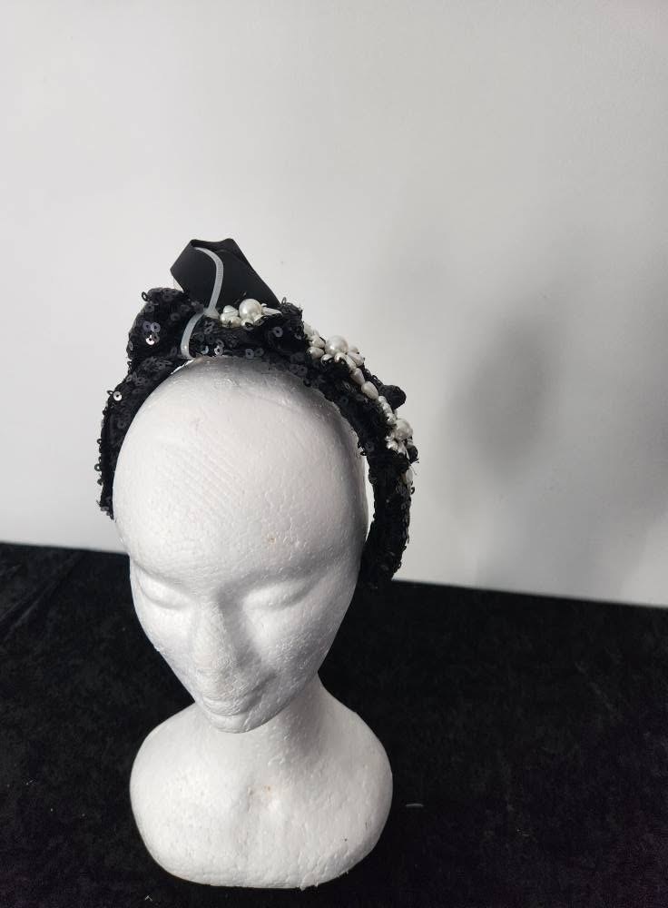 Black Pearl Satin Women Headband