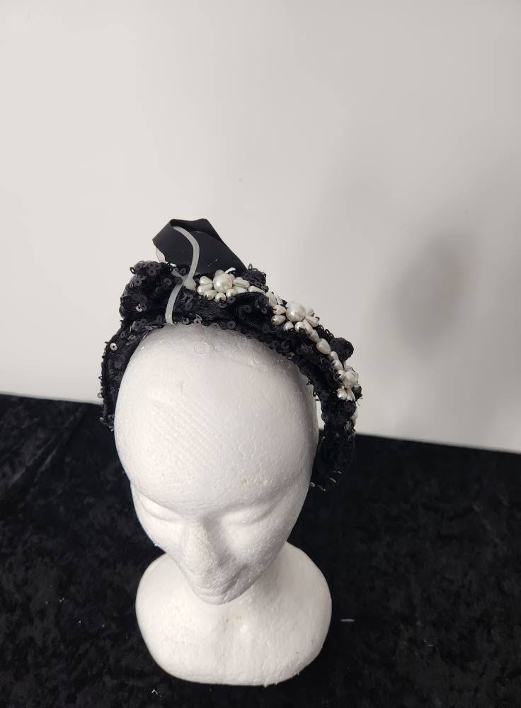 Black Pearl Satin Women Headband view 2