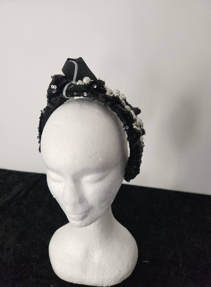 Black Pearl Satin Women Headband view 5