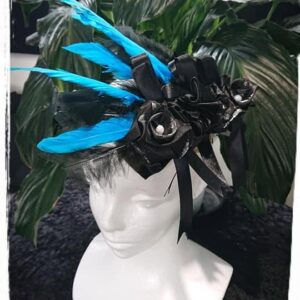 Black Teal Spike Women Fascinator