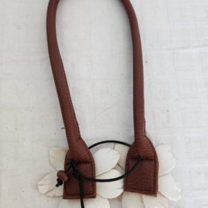 Brown Leather Golden Flower Handbag