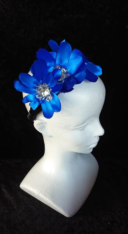 Cobalt Bloom Black Band Women Headband