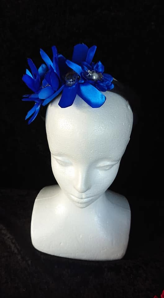 Cobalt Bloom Black Band Women Headband view 2