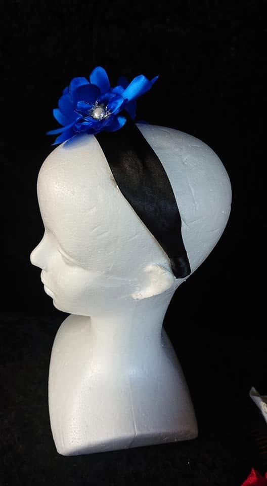 Cobalt Bloom Black Band Women Headband view 3