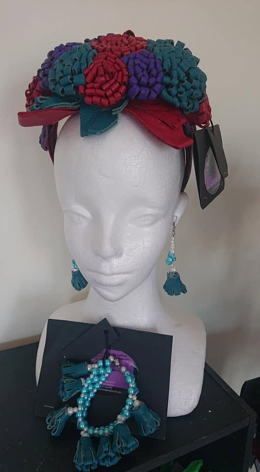 Crimson Braided Headband and Earrings Set