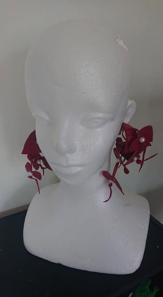Crimson Braided Headband and Earrings Set view 4