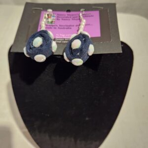 Denim Flower Button Earrings
