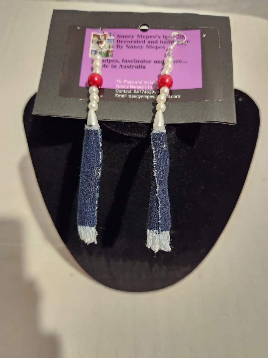 Denim Long Tassel Earrings