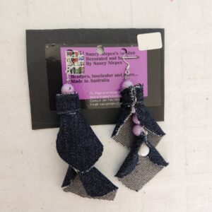 Denim Petal Pearl Earrings