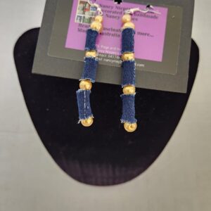 Denim Striped Tube Earrings