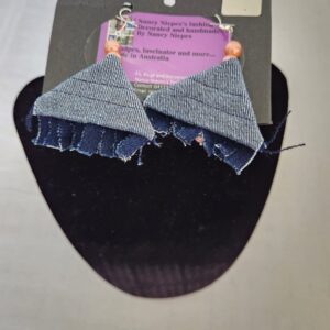 Denim Triangle Fringe Earrings