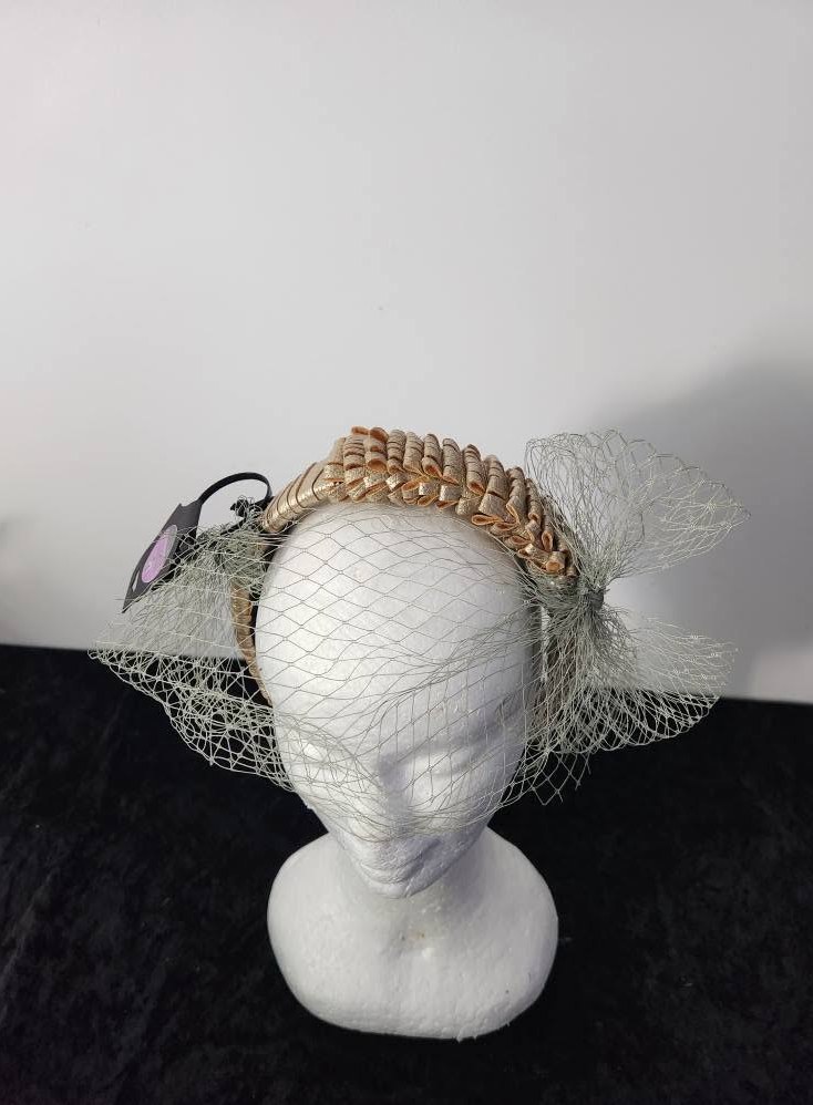 Gold Pleated Veil Women Headband view 2