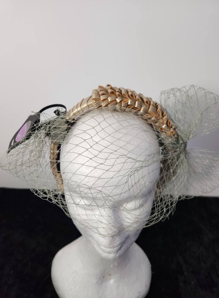 Gold Pleated Veil Women Headband view 3