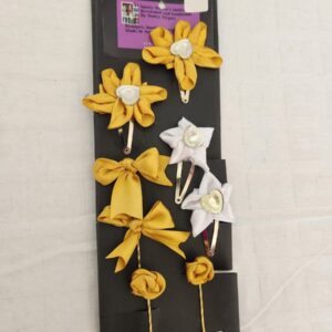 Gold White Flower Hair Clips Set