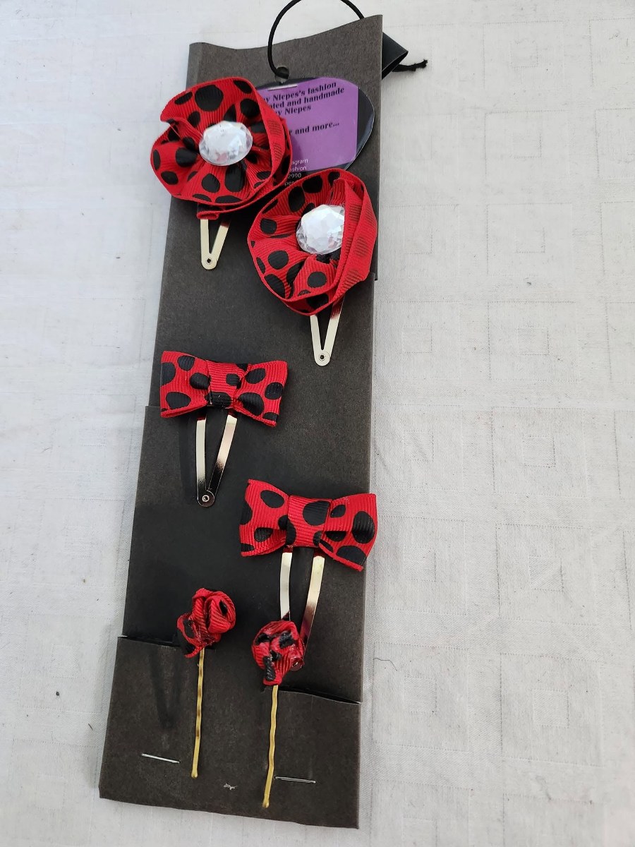 Ladybug Red Polka Dot Hair Clips Set view 2