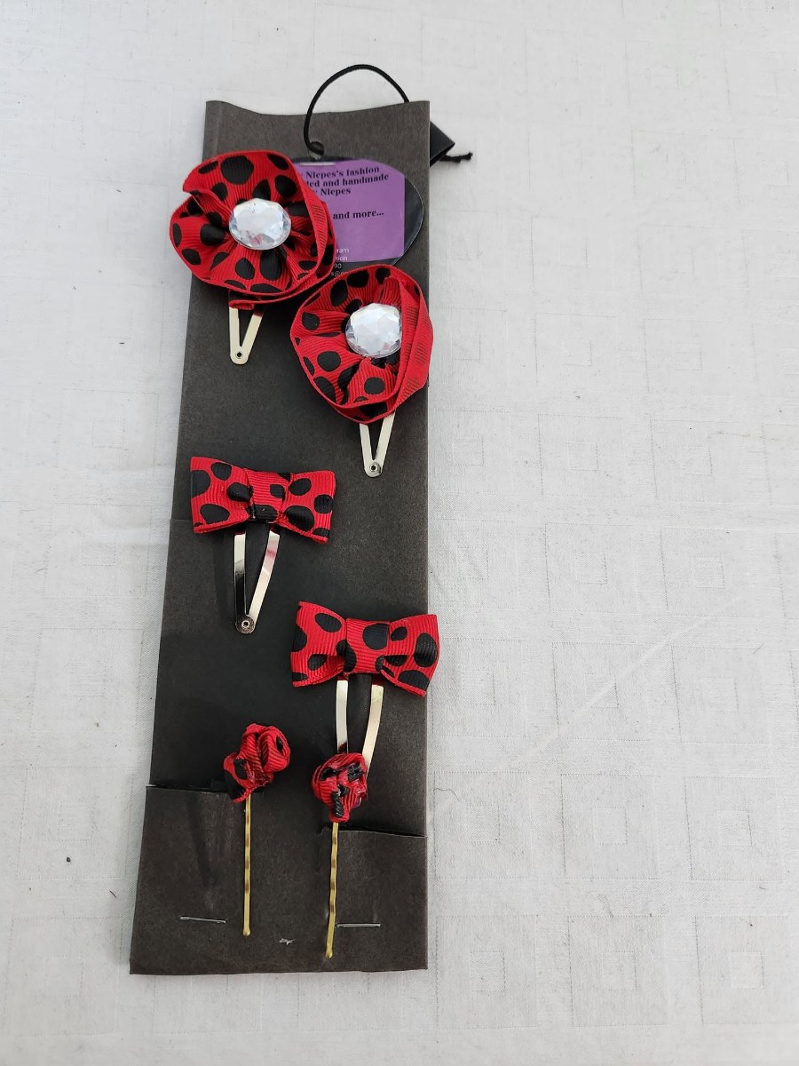 Ladybug Red Polka Dot Hair Clips Set view 3