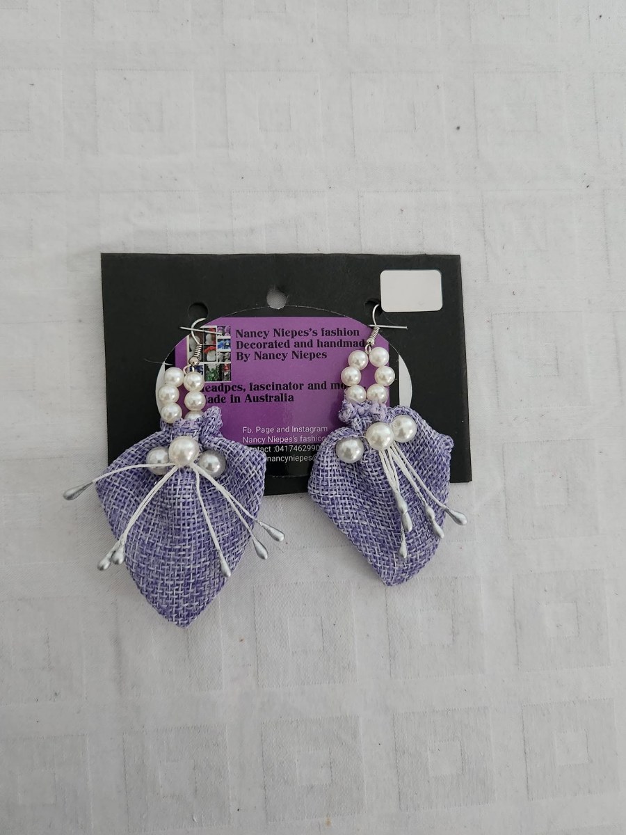 Lilac Leaf Pearl Earrings