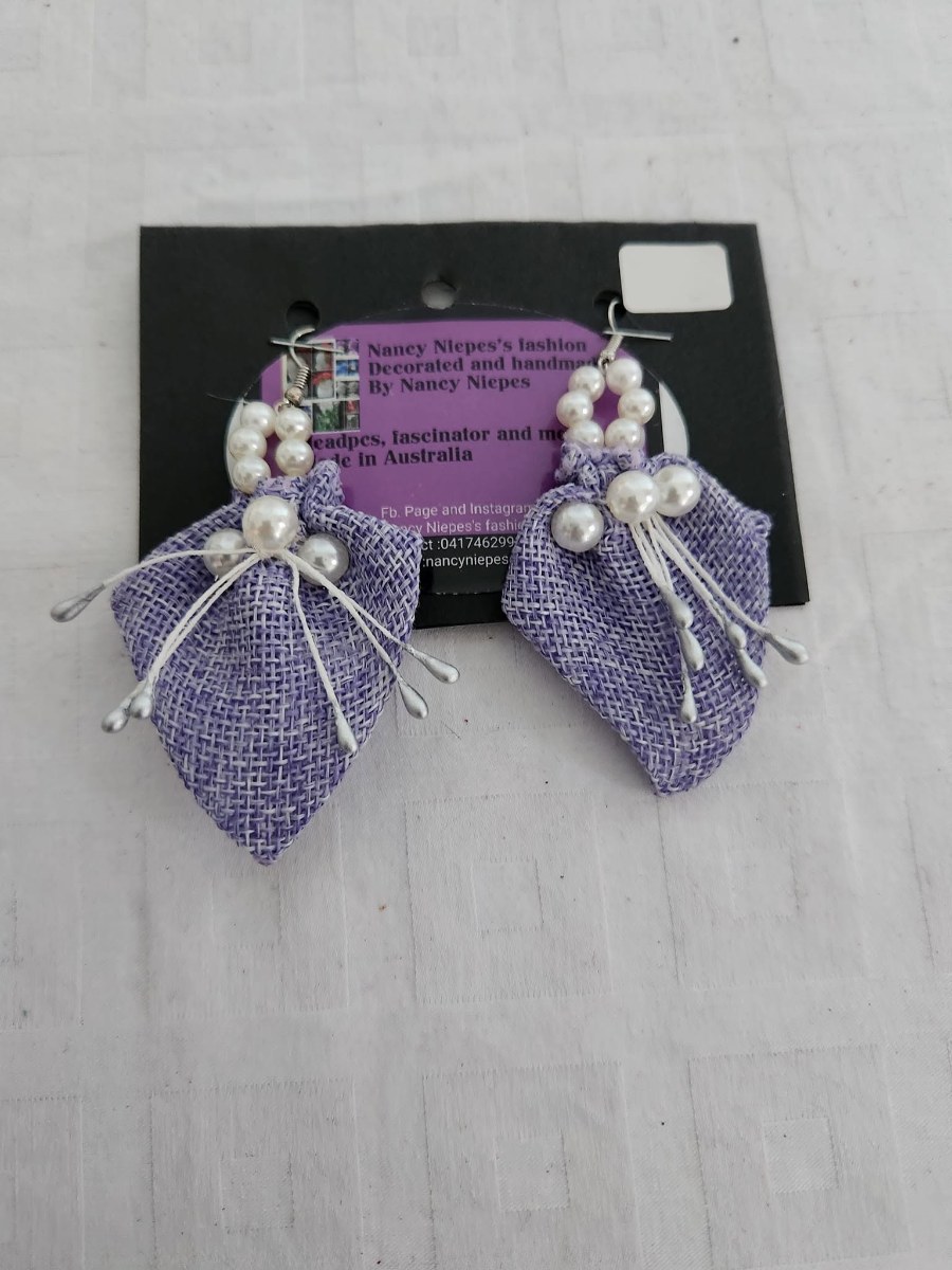 Lilac Leaf Pearl Earrings view 2