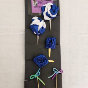 Navy White Rose Hair Clips Set