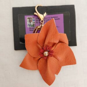 Orange Leather Lily Bag Charm