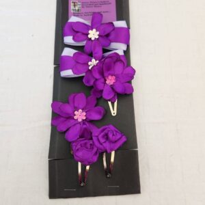 Purple Flower Hair Clips Set