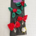 Red Green Bow Hair Clips Set