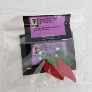 Red Green Leaf Leather Earrings