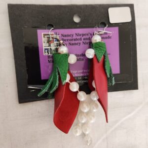Red Leaf Pearl Cascade Earrings