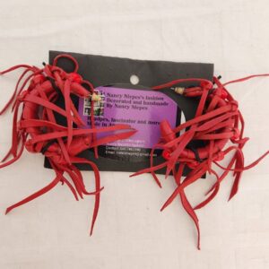 Red Leather Fringe Hair Clips