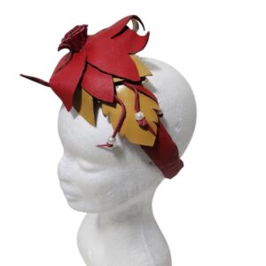 Red Poinsettia Gold Leather Women Headpiece