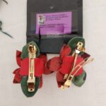 Red Poinsettia Leather Hair Clips
