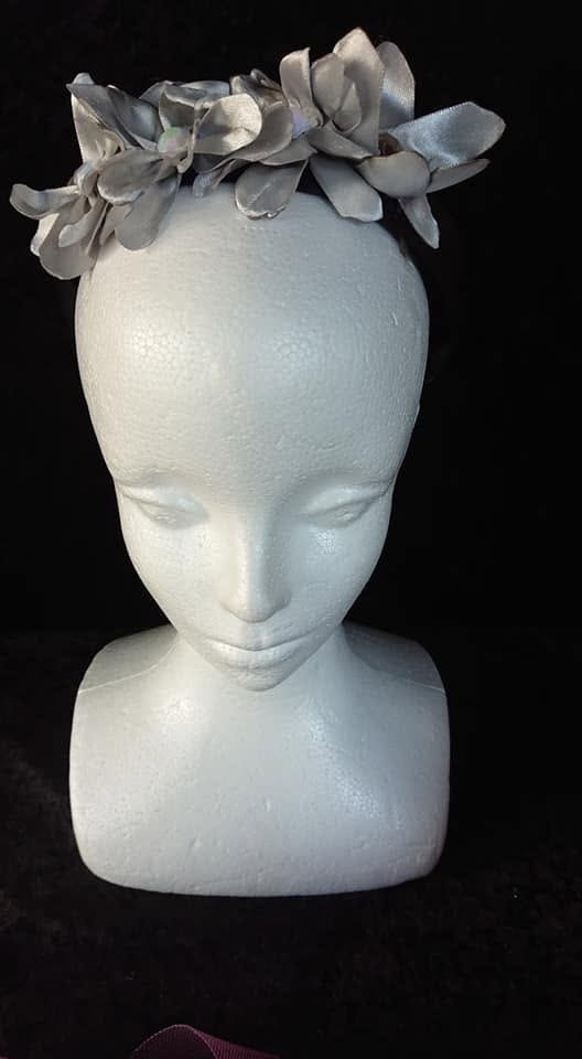 Silver Bloom Black Band Women Headband