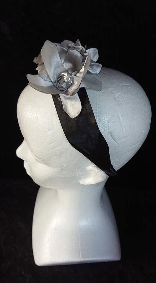 Silver Bloom Black Band Women Headband view 2