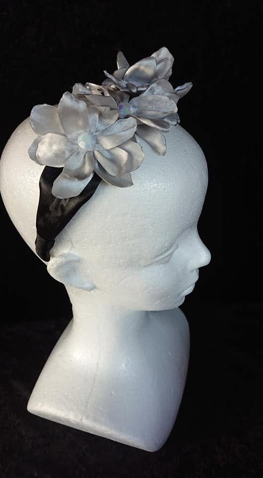 Silver Bloom Black Band Women Headband view 3
