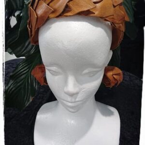 Tan Woven Leaf Leather Women Headband
