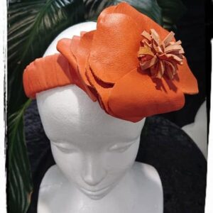 Tangerine Leather Bow Women Headband